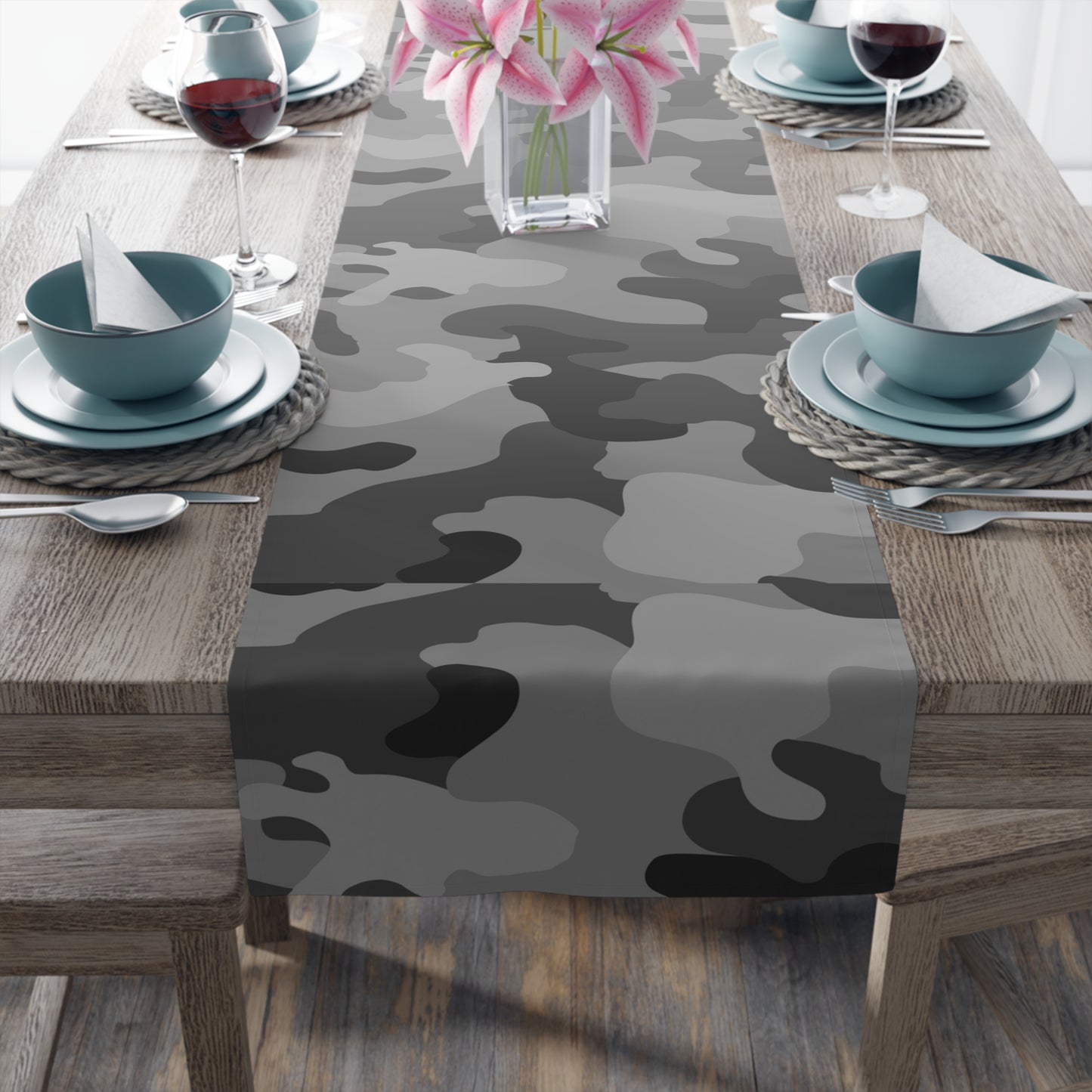 Camouflage Table Runner - Durable Cotton Twill or Polyester - Perfect for Outdoor Enthusiasts & Home Decor