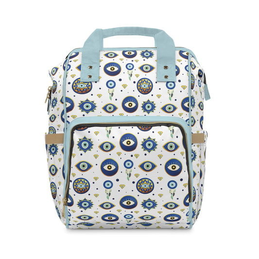 Evil Eye Diaper Backpack - Protective & Stylish Baby Bag with Evil Eye Motif, Multifunctional and Organized