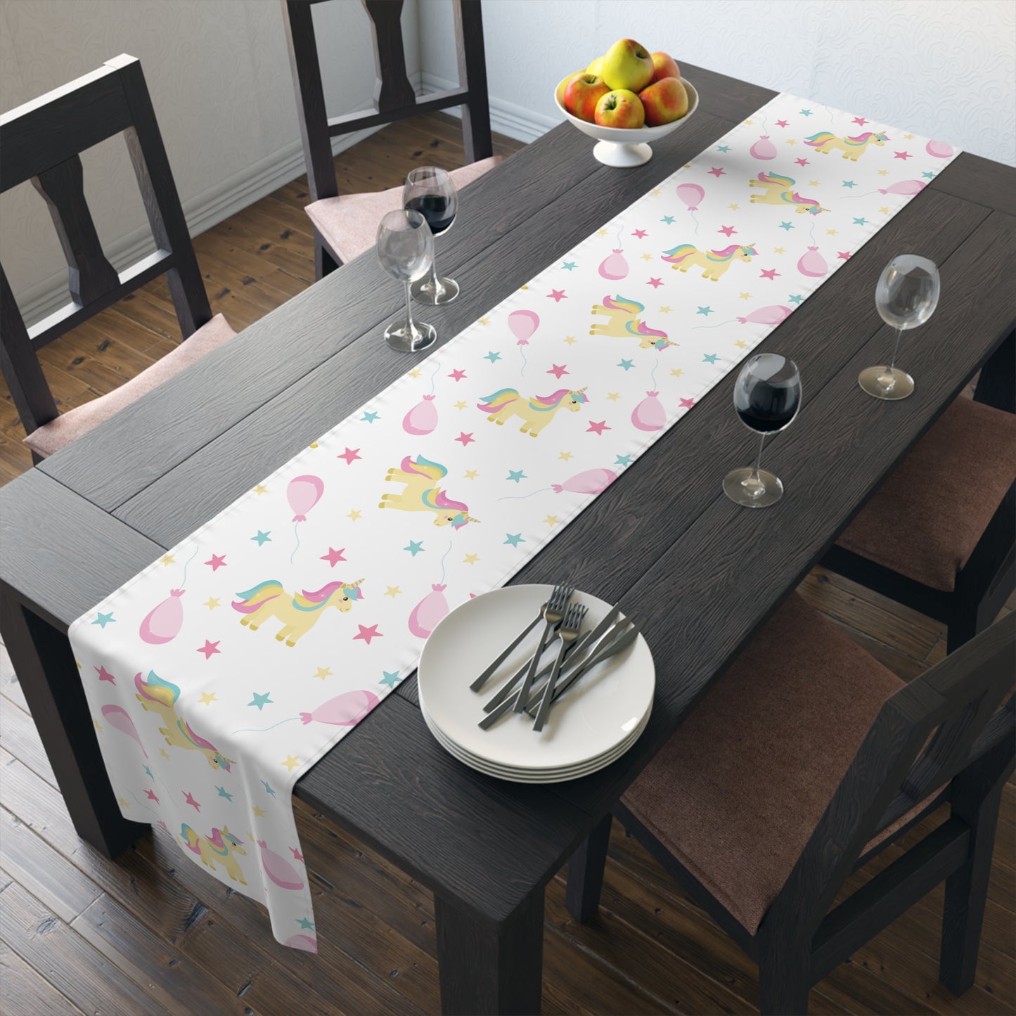 Unicorn Print Table Runner - Magical Elegance, Cotton Twill or Polyester - Perfect for Whimsical & Fantasy Home Decor