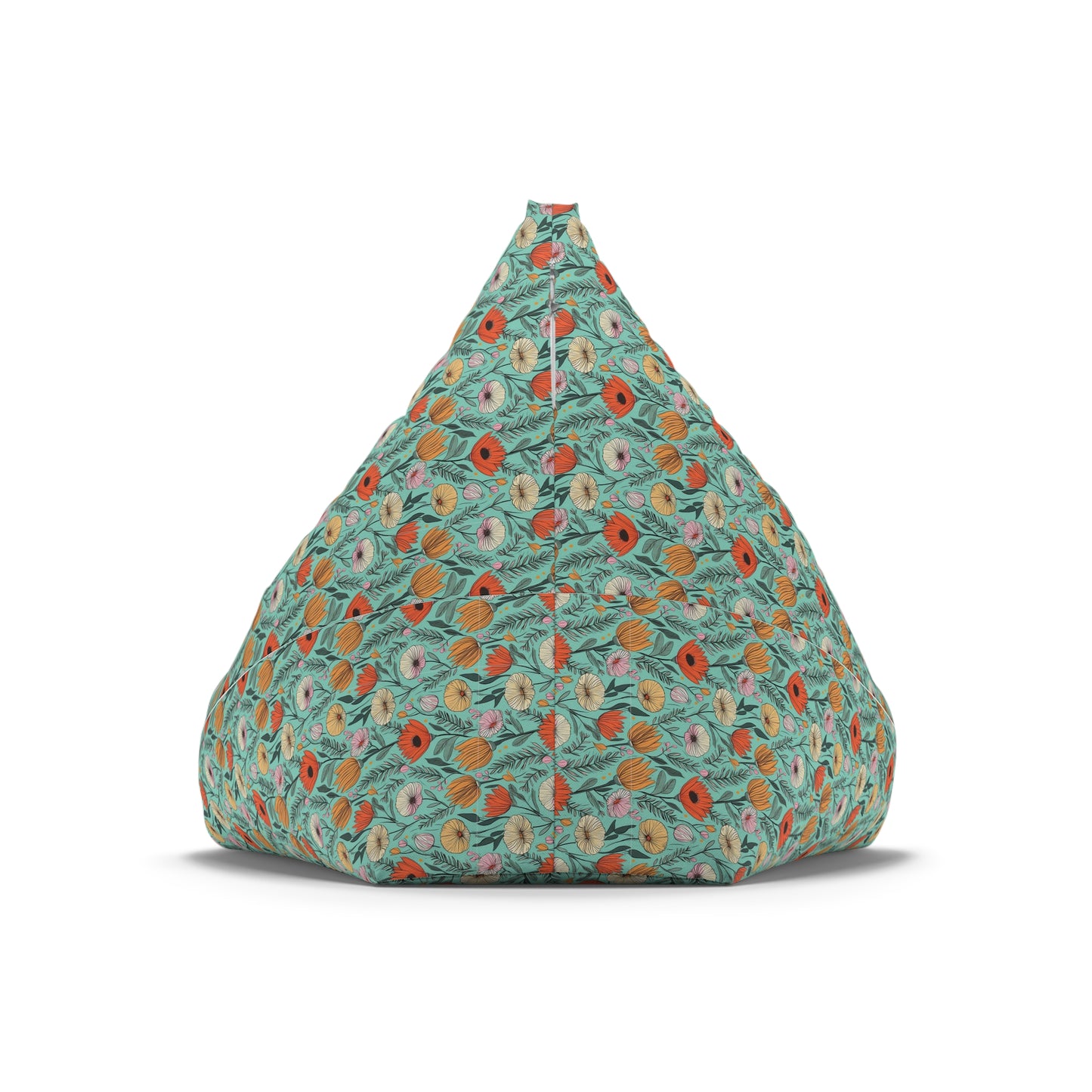Boho Floral Bean Bag Chair Cover - Durable Polyester, Locking Zipper, 2 Sizes