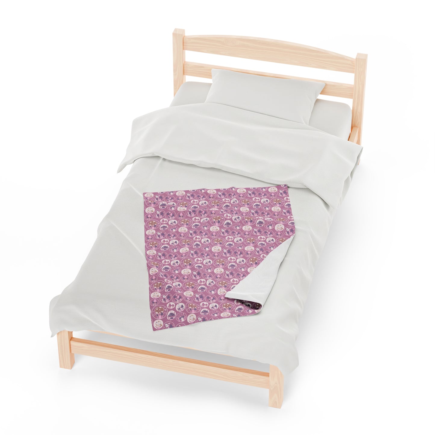 Mushroom Velveteen Plush Blanket | Soft, Whimsical, Luxurious and Comforting | Available in Multiple Sizes