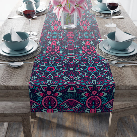 Mandala Print Table Runner - Intricate Patterns, Cotton Twill or Polyester - Ideal for Decorative Home Accents