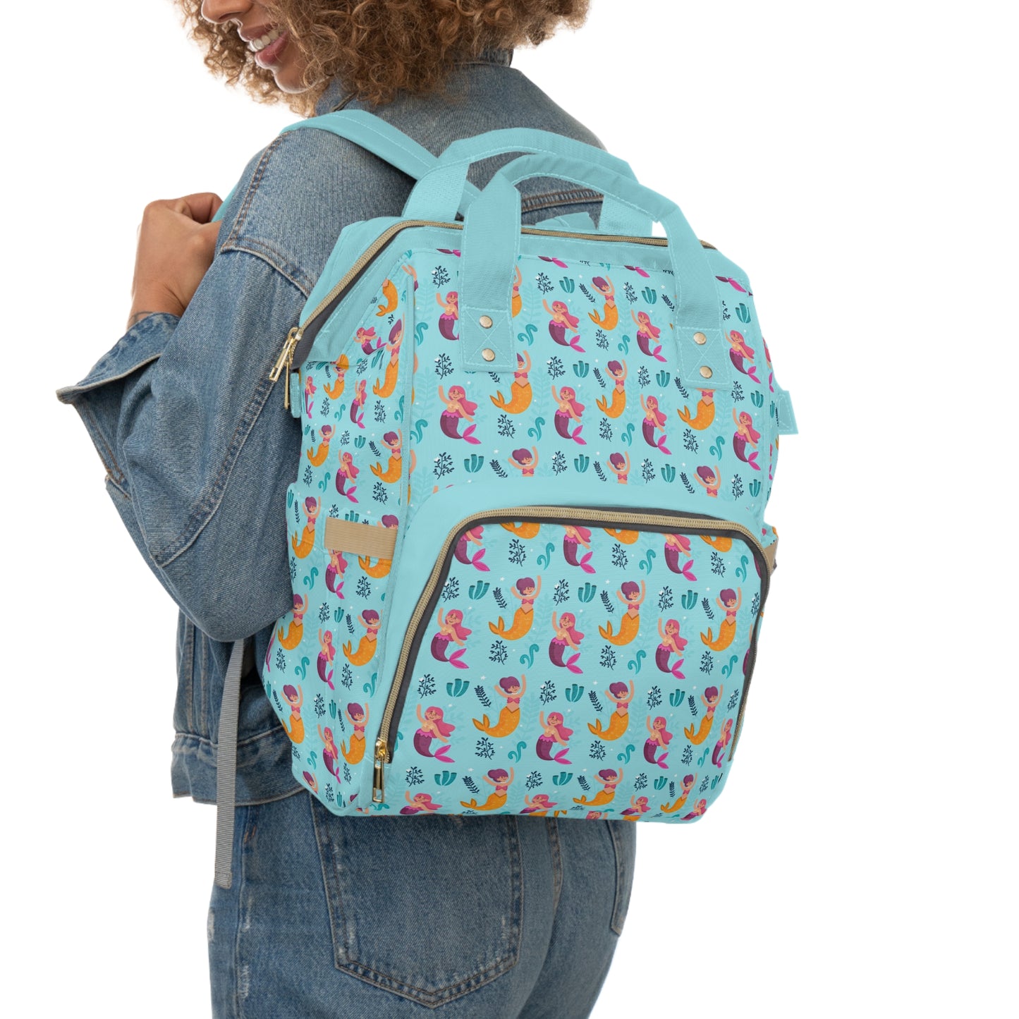 Mermaid Diaper Backpack - Magical & Multifunctional Nappy Bag with Ocean-Inspired Mermaid Patterns