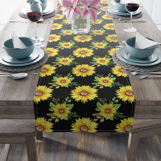 Sunflower Print Table Runner - Bright and Cheerful, Cotton Twill or Polyester - Perfect for Sunny Home Decor
