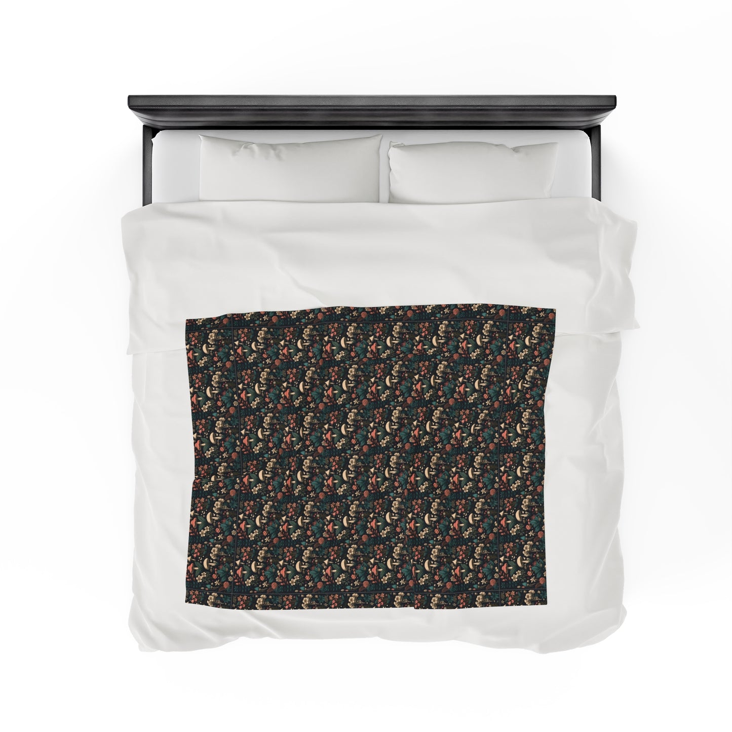 Mushroom Velveteen Plush Blanket | Soft, Whimsical, Luxurious and Comforting | Available in Multiple Sizes