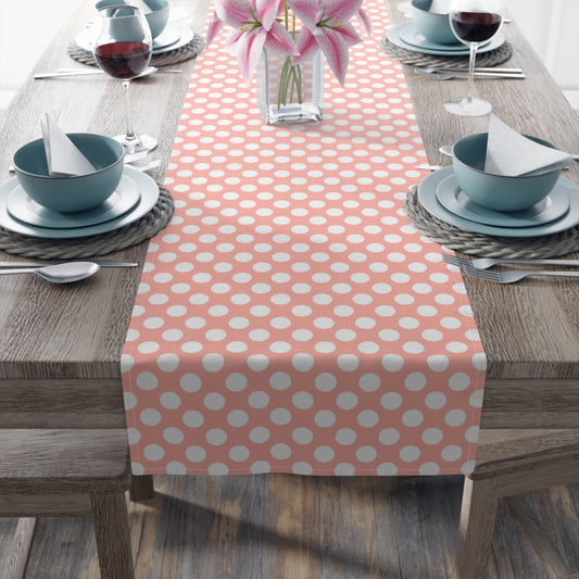 Pastel Polka Dot Table Runner - Soft Elegance, Cotton Twill or Polyester - Perfect for Playful & Light Home Decor