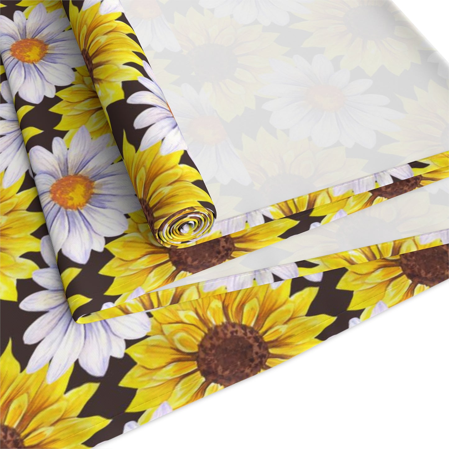Sunflower Print Table Runner - Bright and Cheerful, Cotton Twill or Polyester - Perfect for Sunny Home Decor