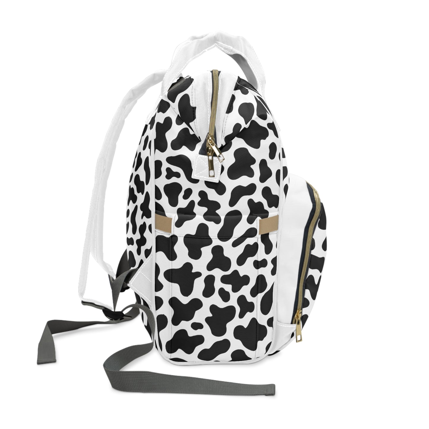 Trendy Cow Print Diaper Backpack - Durable Baby Bag with Unique Cow Pattern, Spacious Nappy Bag for Fashion-Forward Parents