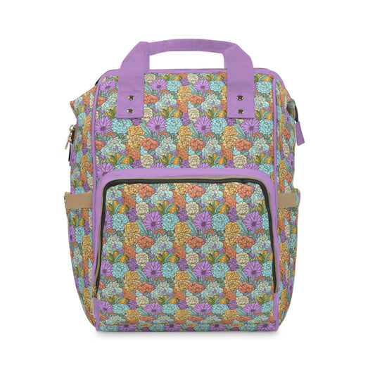 Boho Floral Diaper Backpack - Multifunctional & Spacious Floral Baby Bag for Trendy Parents