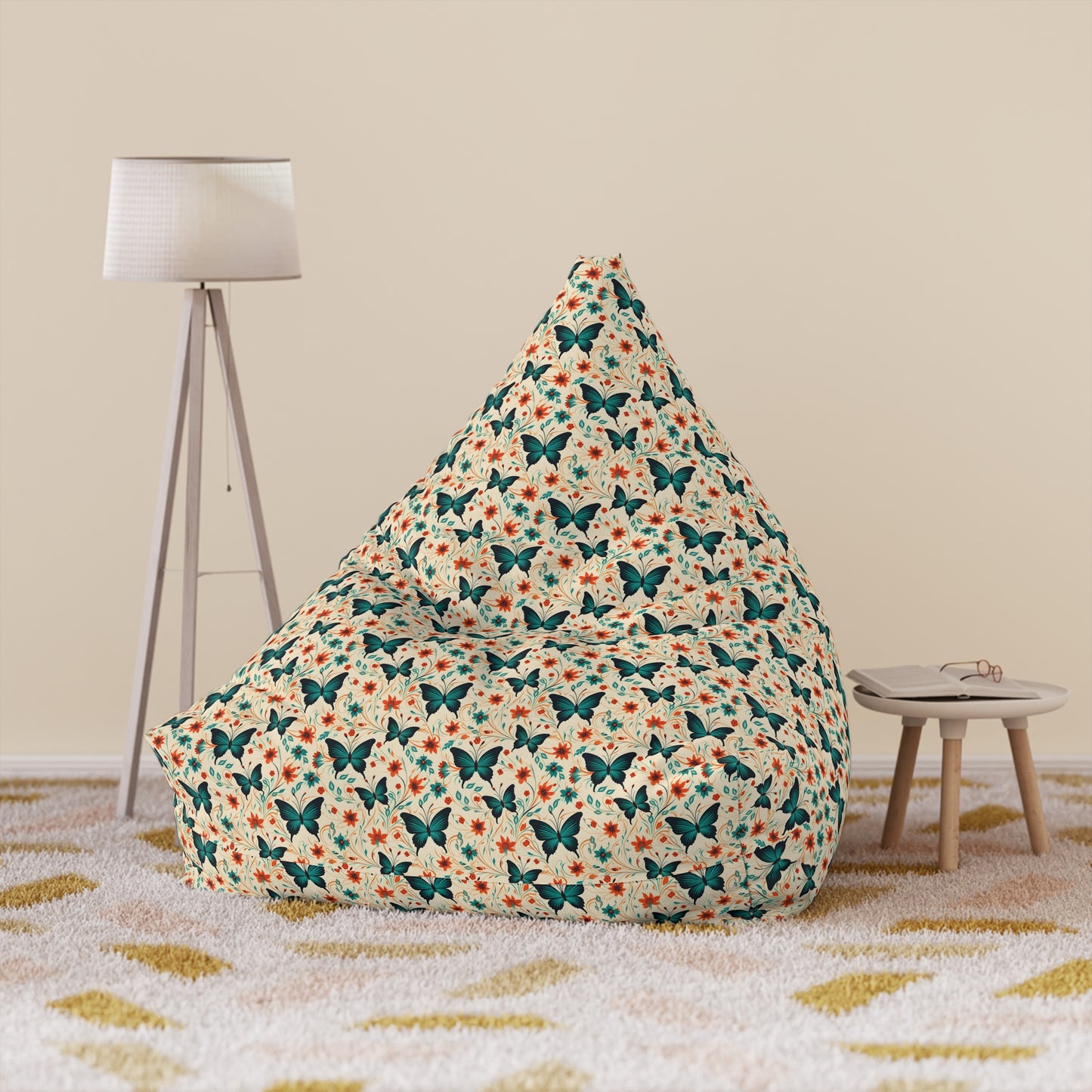 Butterfly Bean Bag Chair Cover - Durable Polyester, Locking Zipper, 2 Sizes