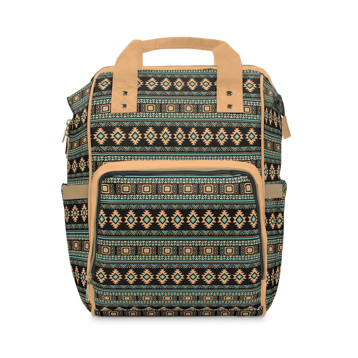 Boho-Chic Aztec Diaper Backpack - Multifunctional & Durable Nylon Changing Bag with Tribal Patterns, Spacious & Organized for Modern Parents