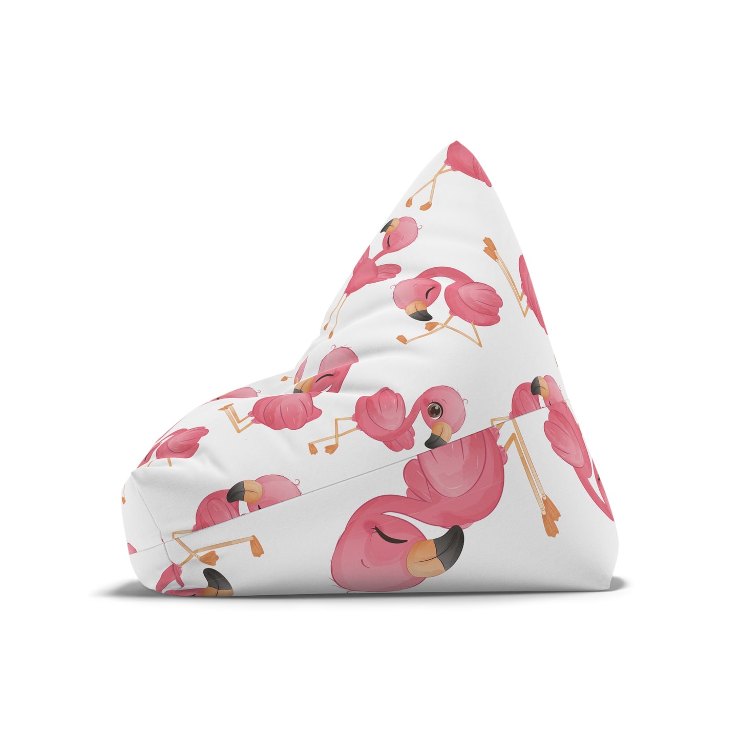 Flamingo Bean Bag Chair Cover - Tropical Elegance Polyester Slipcover with Secure Zip
