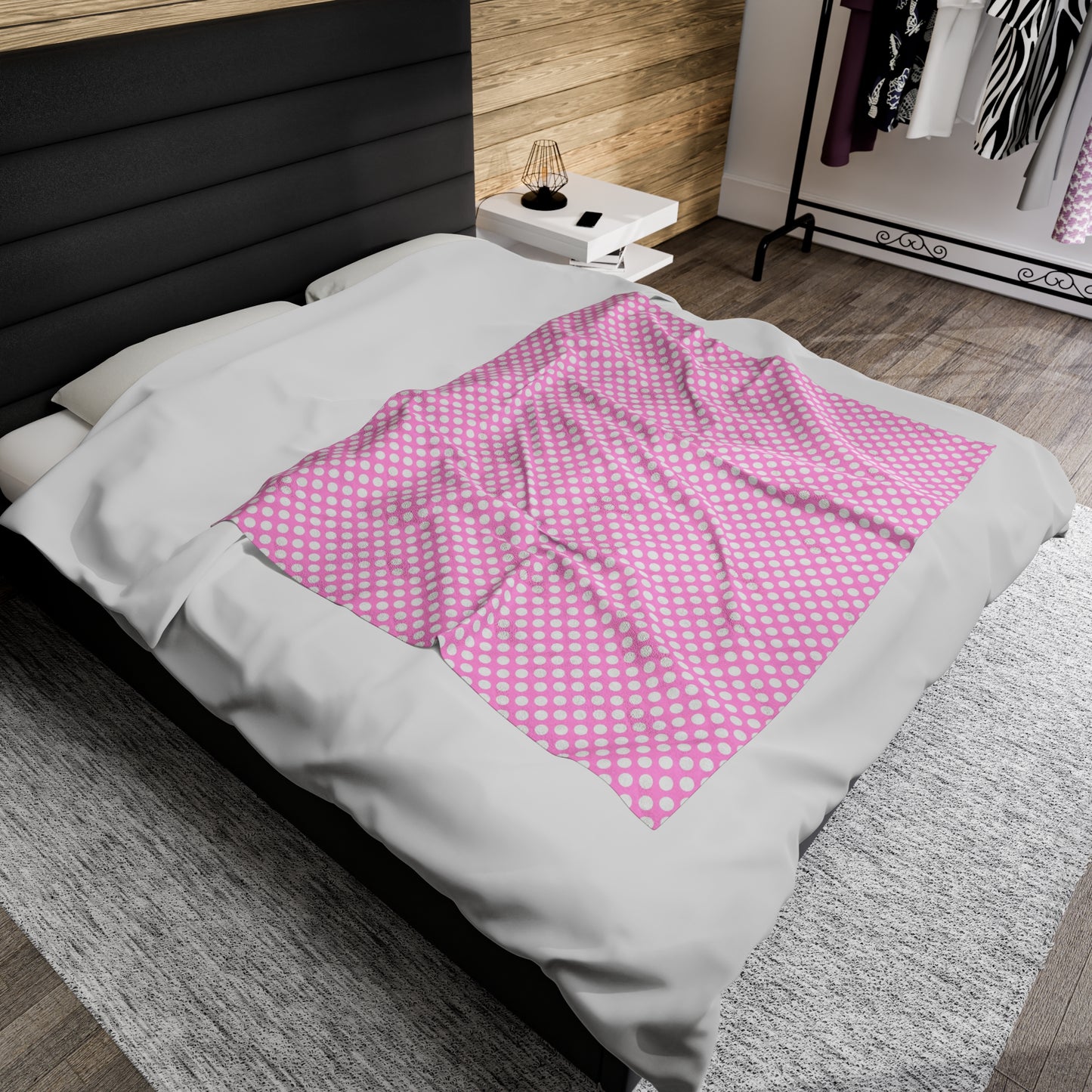 Pastel Polka Dot Velveteen Plush Blanket | Soft, Playful, Luxurious and Comforting | Available in Multiple Sizes