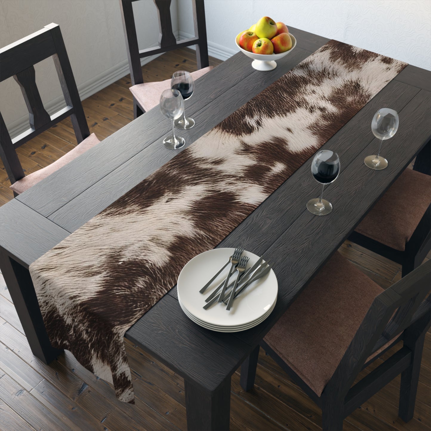 Cowhide Print Table Runner - Rustic Elegance, Cotton Twill or Polyester - Perfect for Western & Luxurious Home Decor