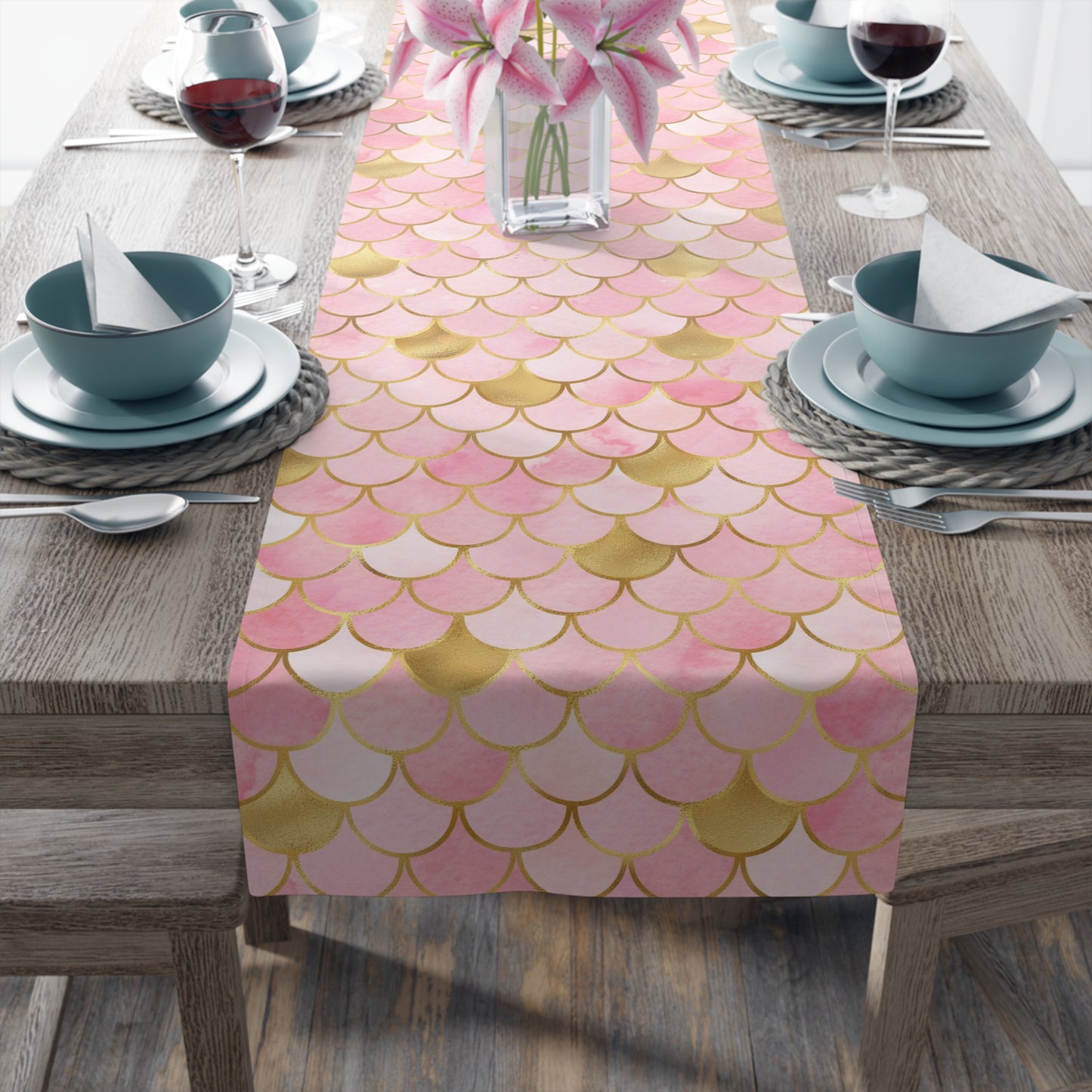 Mermaid Print Table Runner - Mystical Sea Charm, Cotton Twill or Polyester - Perfect for Enchanting Home Decor