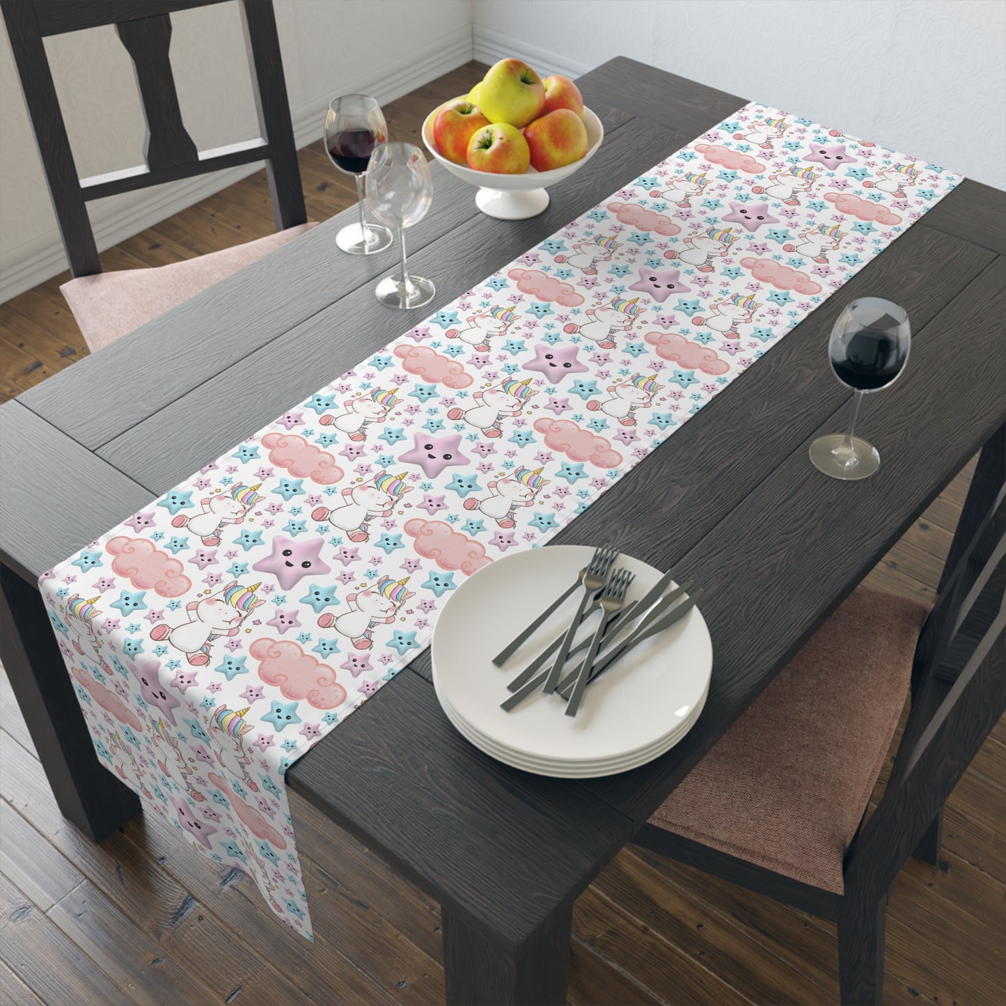 Unicorn Print Table Runner - Magical Elegance, Cotton Twill or Polyester - Perfect for Whimsical & Fantasy Home Decor