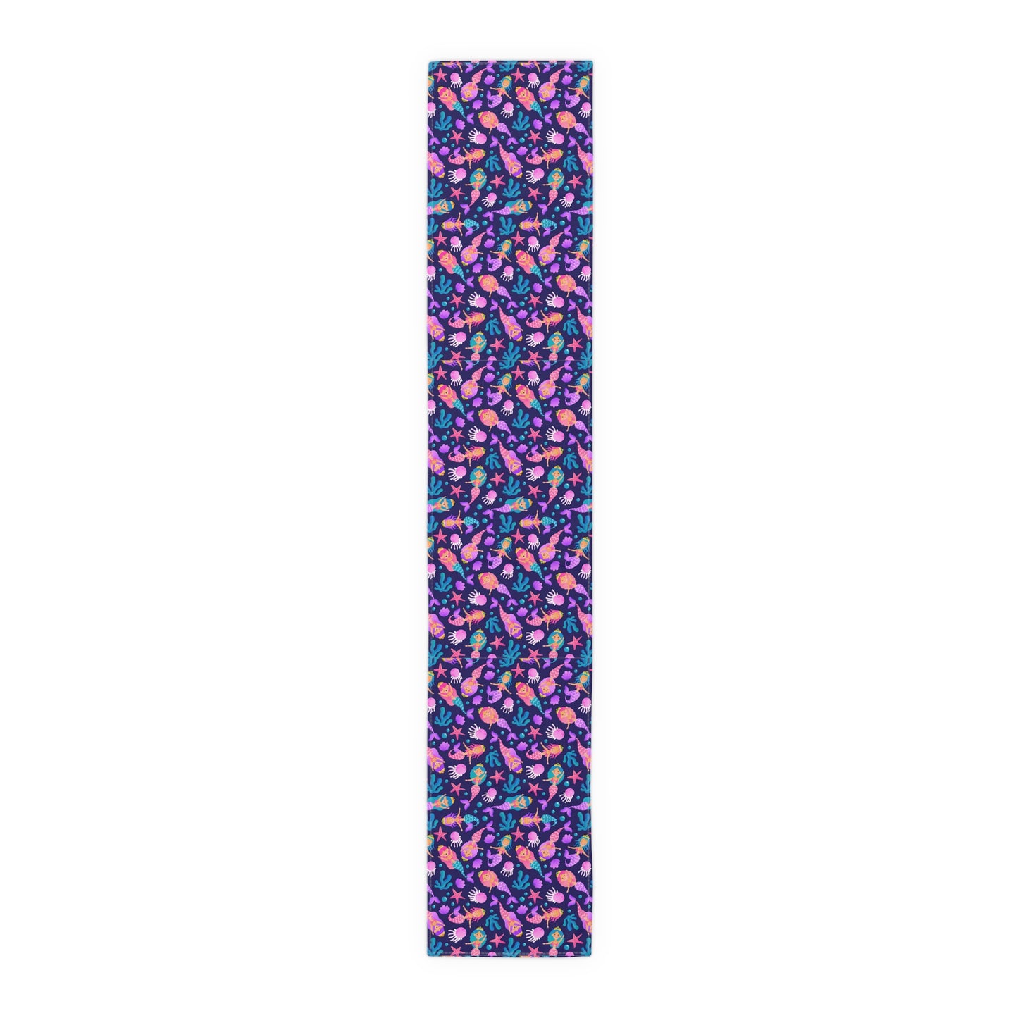 Mermaid Print Table Runner - Mystical Sea Charm, Cotton Twill or Polyester - Perfect for Enchanting Home Decor