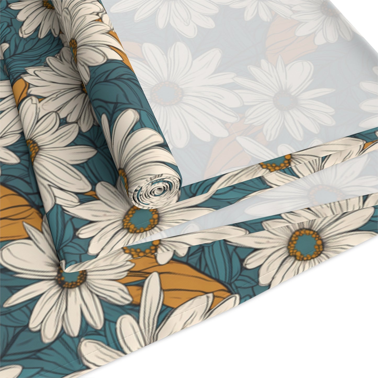 Daisy Print Table Runner - Fresh and Simple, Cotton Twill or Polyester - Perfect for Light & Airy Home Decor