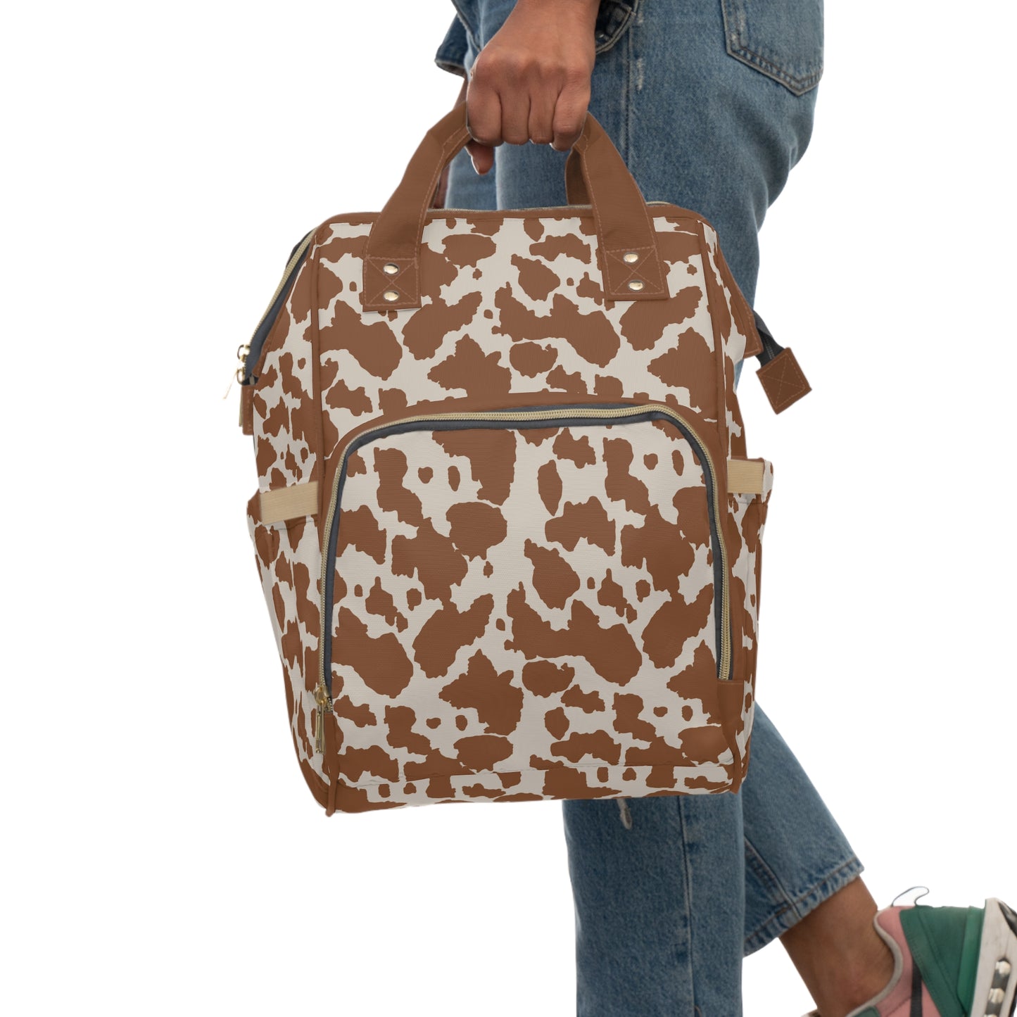 Cowhide Diaper Backpack - Chic & Durable Baby Bag with Genuine Cowhide Patterns, Perfect for Stylish Parents