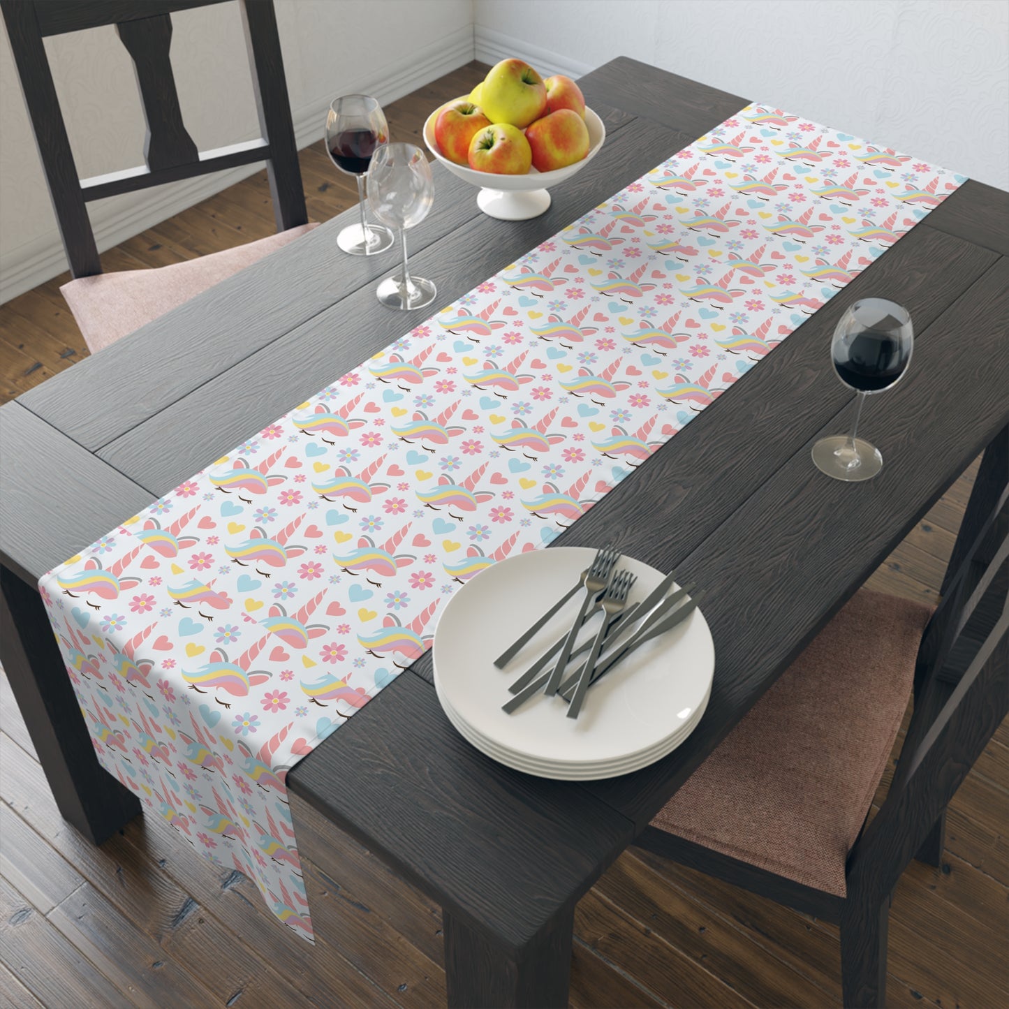 Unicorn Print Table Runner - Magical Elegance, Cotton Twill or Polyester - Perfect for Whimsical & Fantasy Home Decor