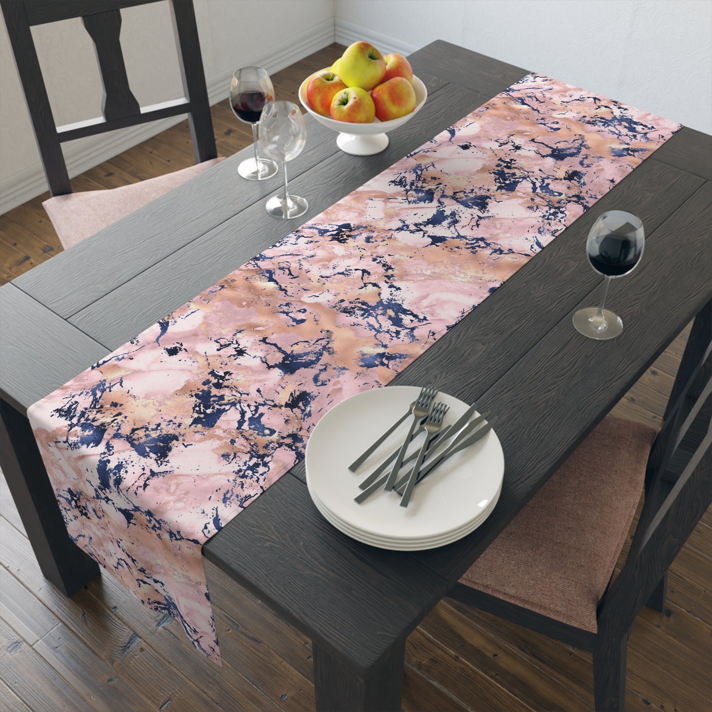 Marble Print Table Runner - Luxurious Elegance, Cotton Twill or Polyester - Perfect for Modern Home Decor