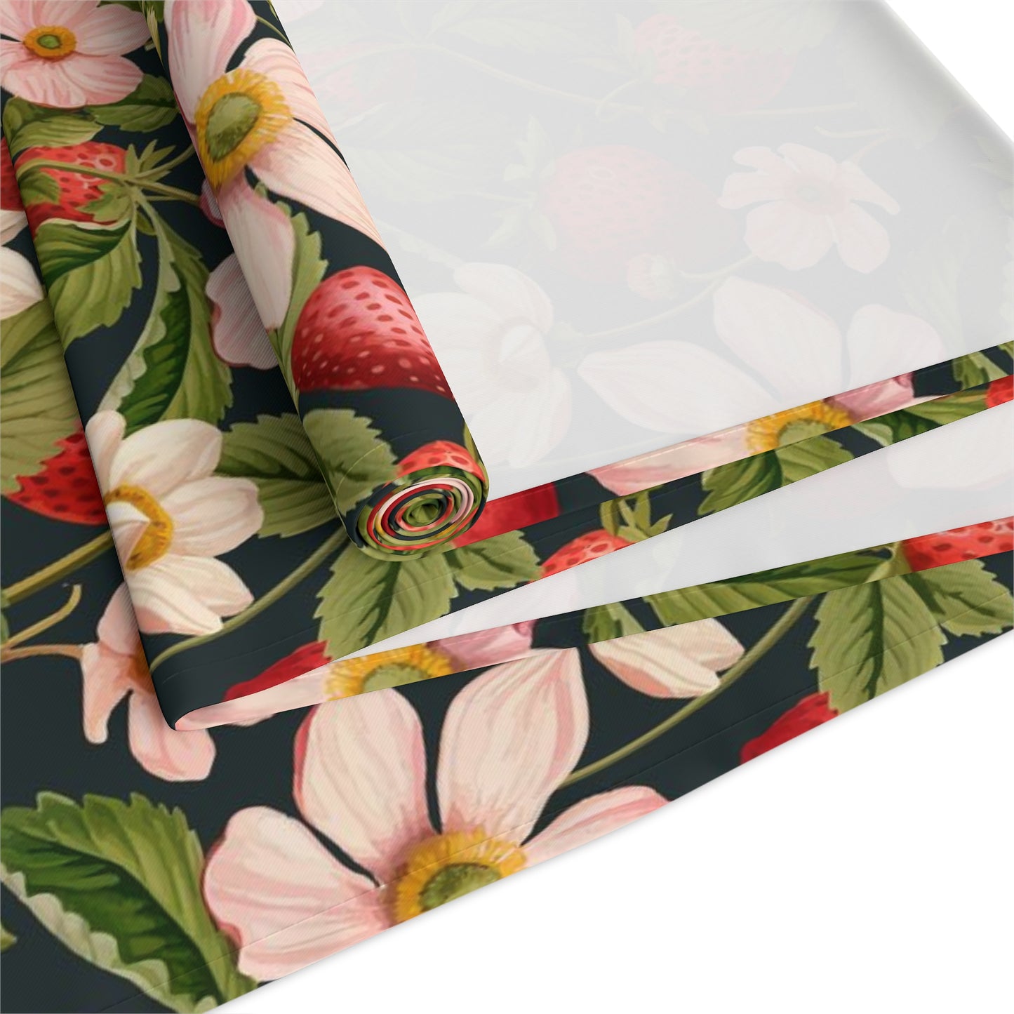 Strawberry Print Table Runner - Sweet Charm, Cotton Twill or Polyester - Perfect for Summer & Whimsical Home Decor