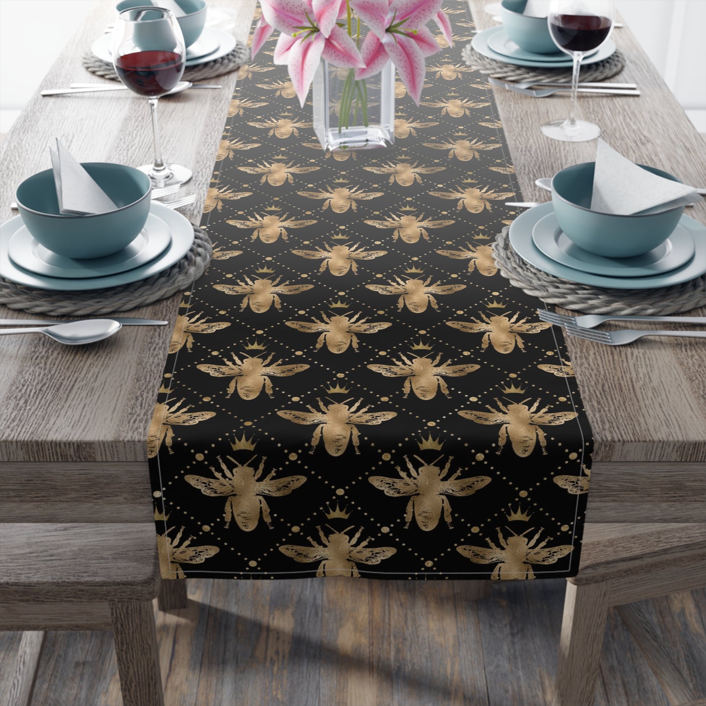 Honey Bee Print Table Runner - Buzzing with Charm - Perfect for Nature Lovers Homes