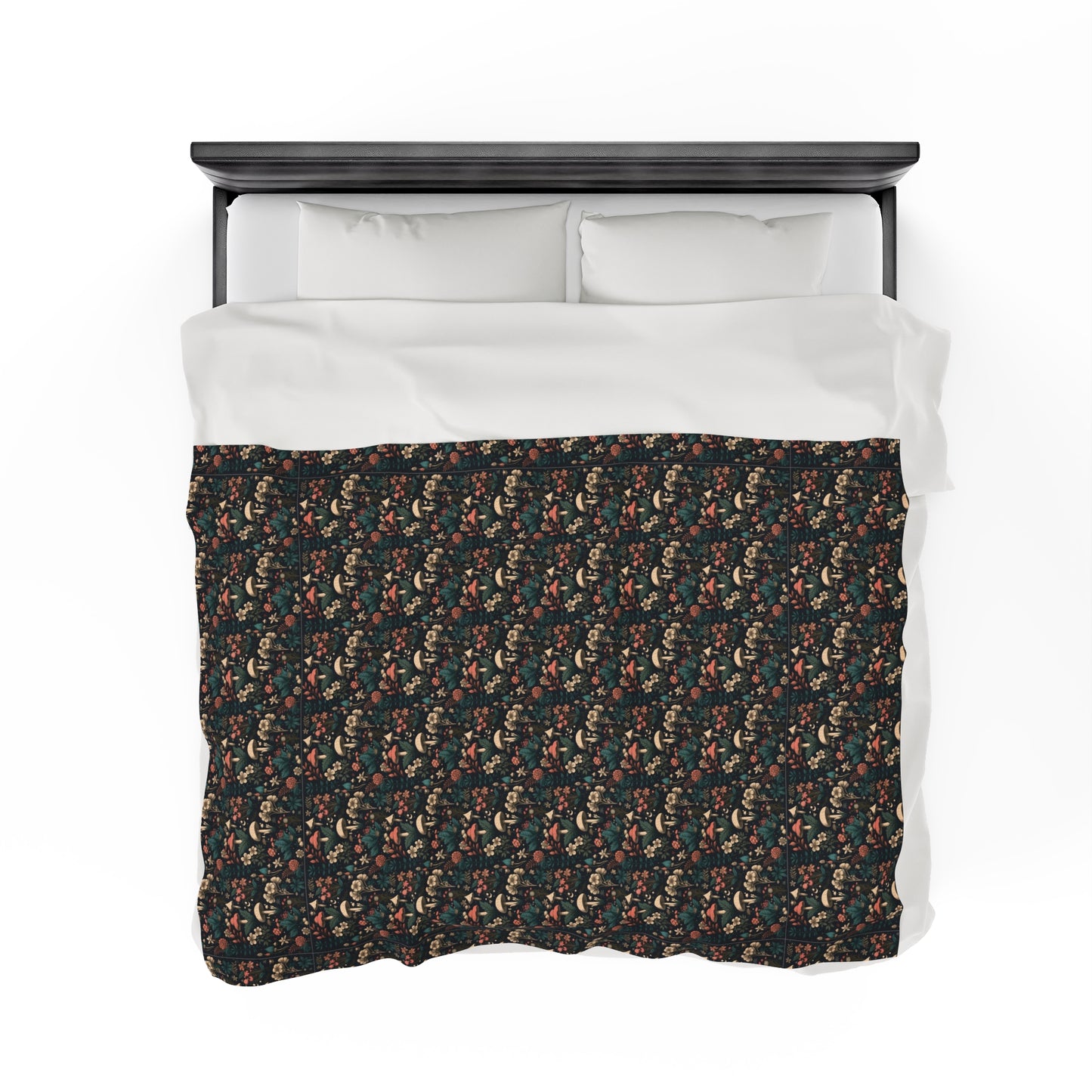 Mushroom Velveteen Plush Blanket | Soft, Whimsical, Luxurious and Comforting | Available in Multiple Sizes