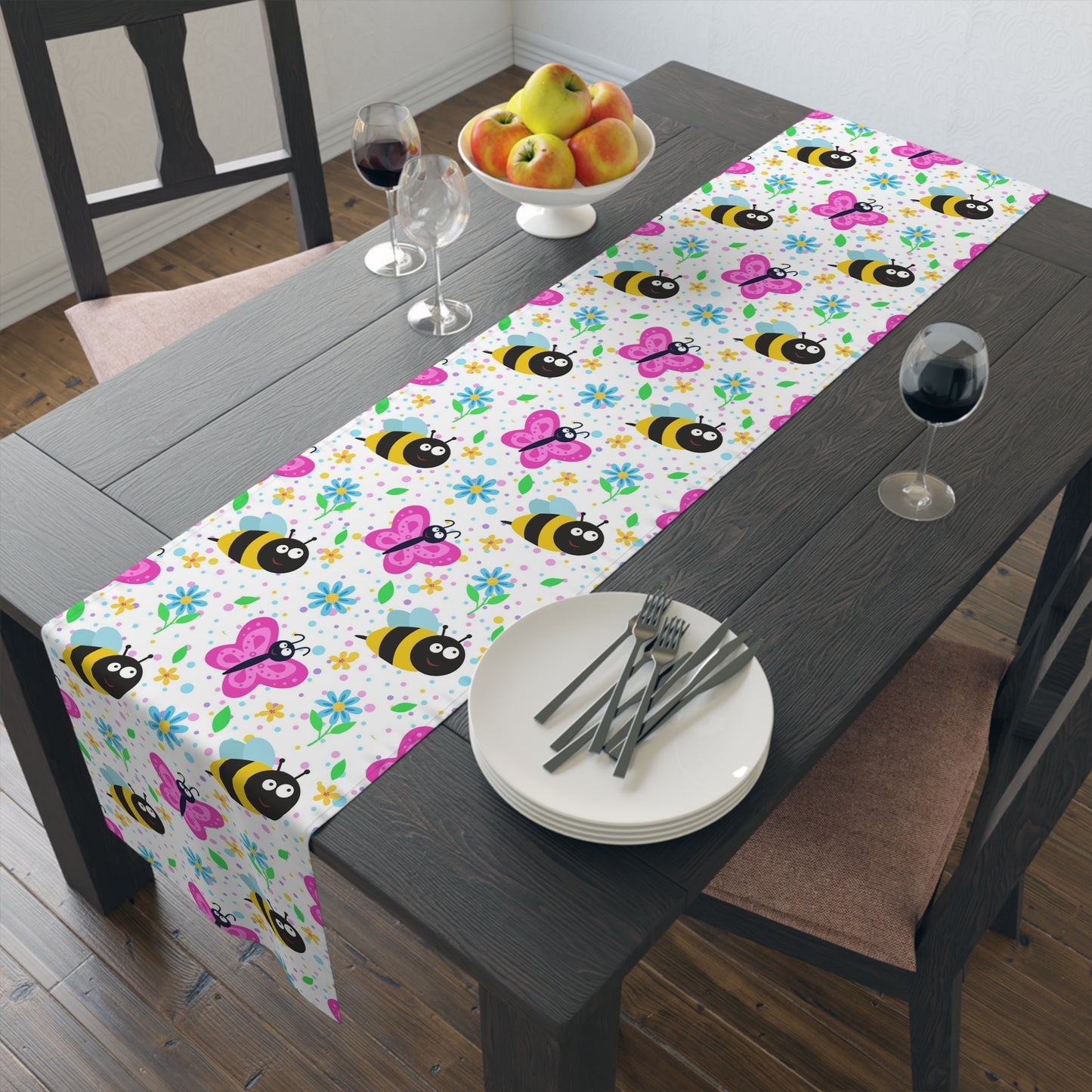Honey Bee Print Table Runner - Buzzing with Charm - Perfect for Nature Lovers Homes