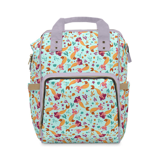 Mermaid Diaper Backpack - Magical & Multifunctional Nappy Bag with Ocean-Inspired Mermaid Patterns