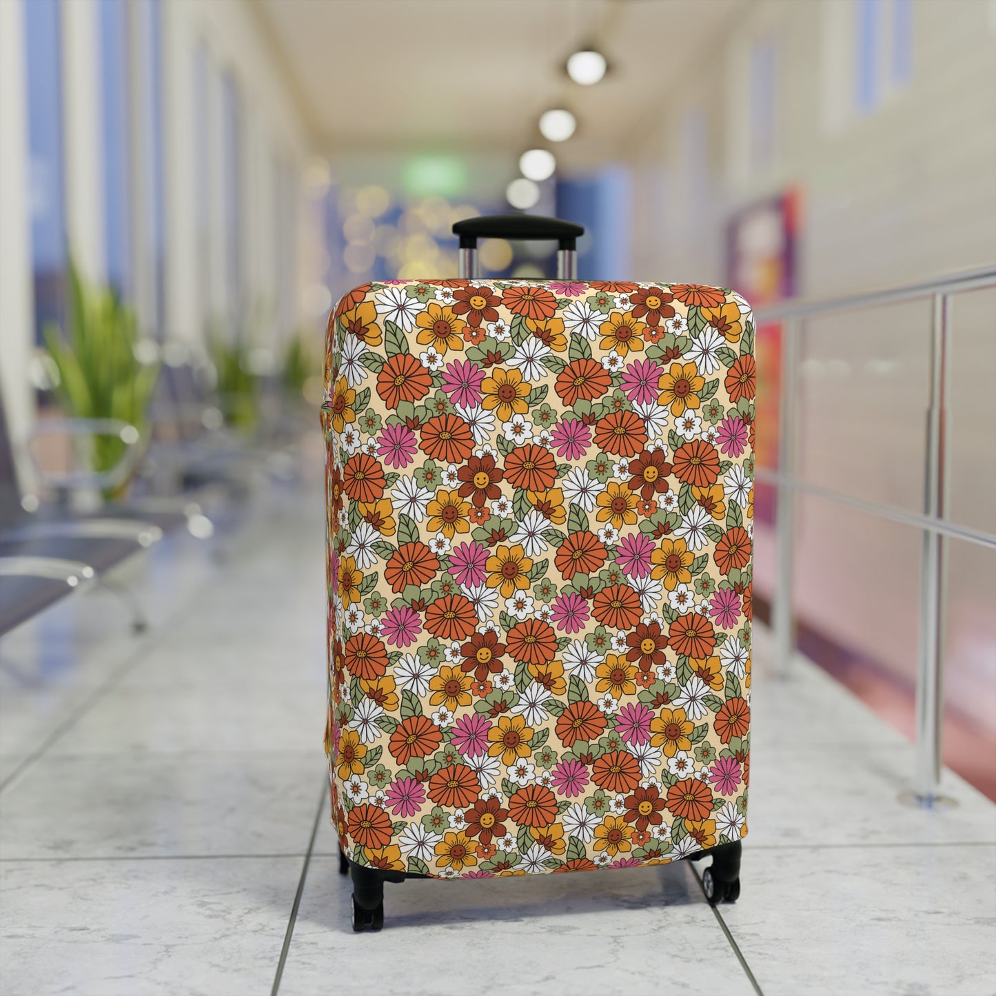 Retro Floral Luggage Cover - Floral Suitcase Cover