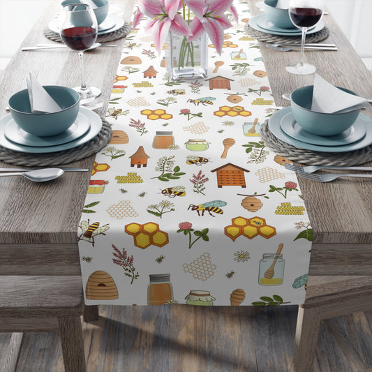 Honey Bee Print Table Runner - Buzzing with Charm - Perfect for Nature Lovers Homes