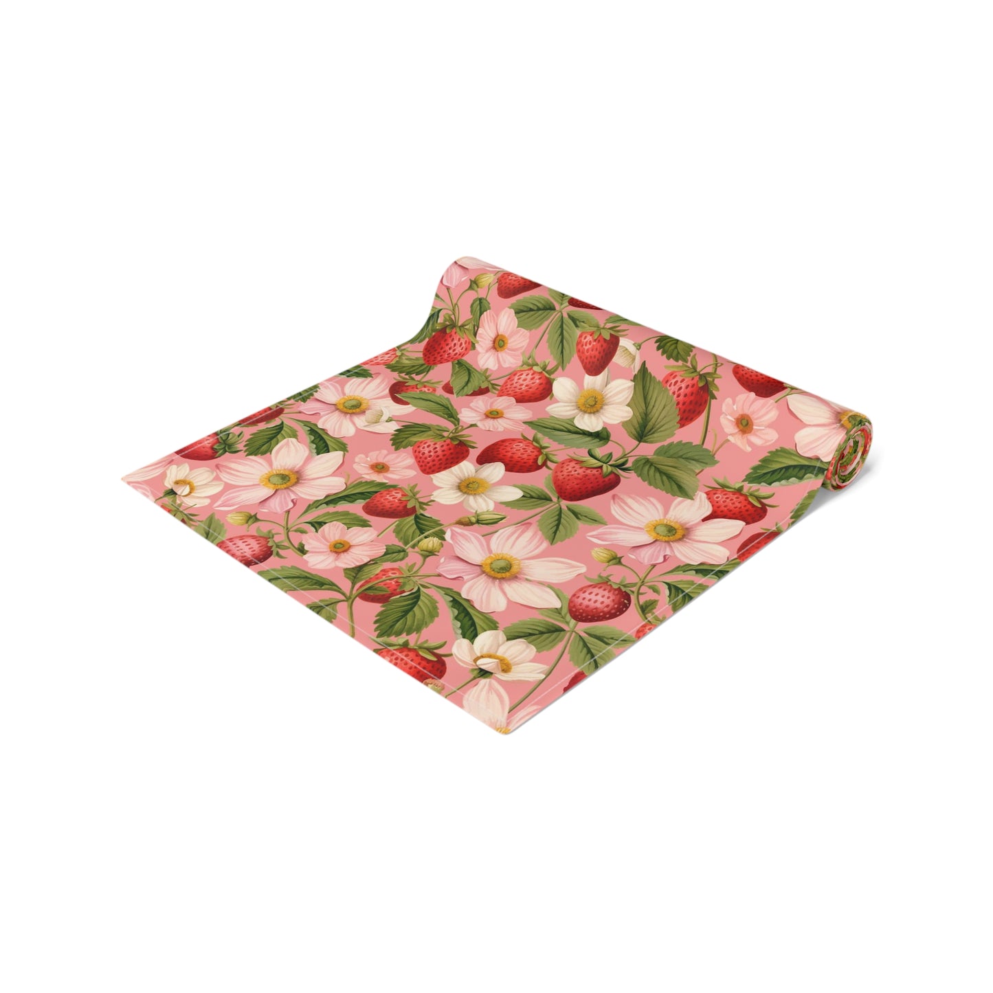 Strawberry Print Table Runner - Sweet Charm, Cotton Twill or Polyester - Perfect for Summer & Whimsical Home Decor