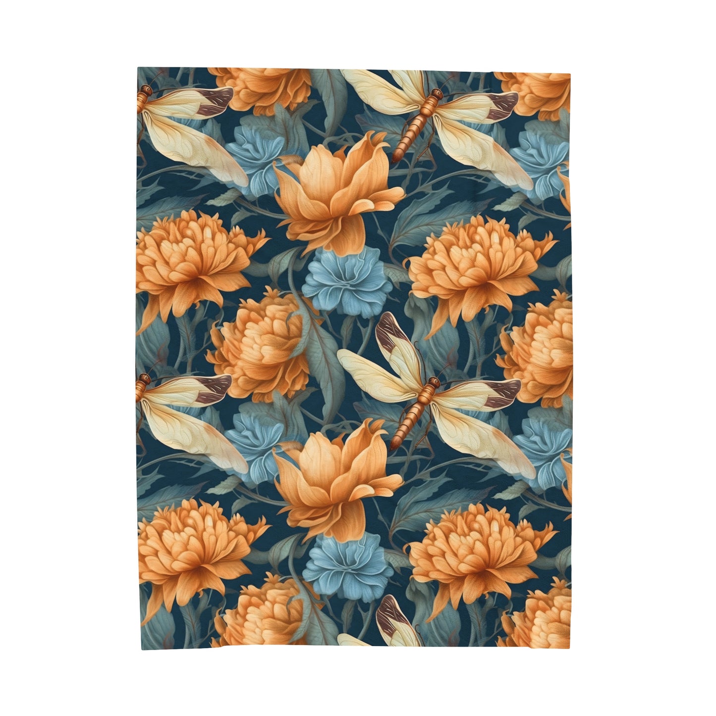 Dragonfly Velveteen Plush Blanket | Soft, Nature-Inspired, Luxurious and Comforting | Available in Multiple Sizes