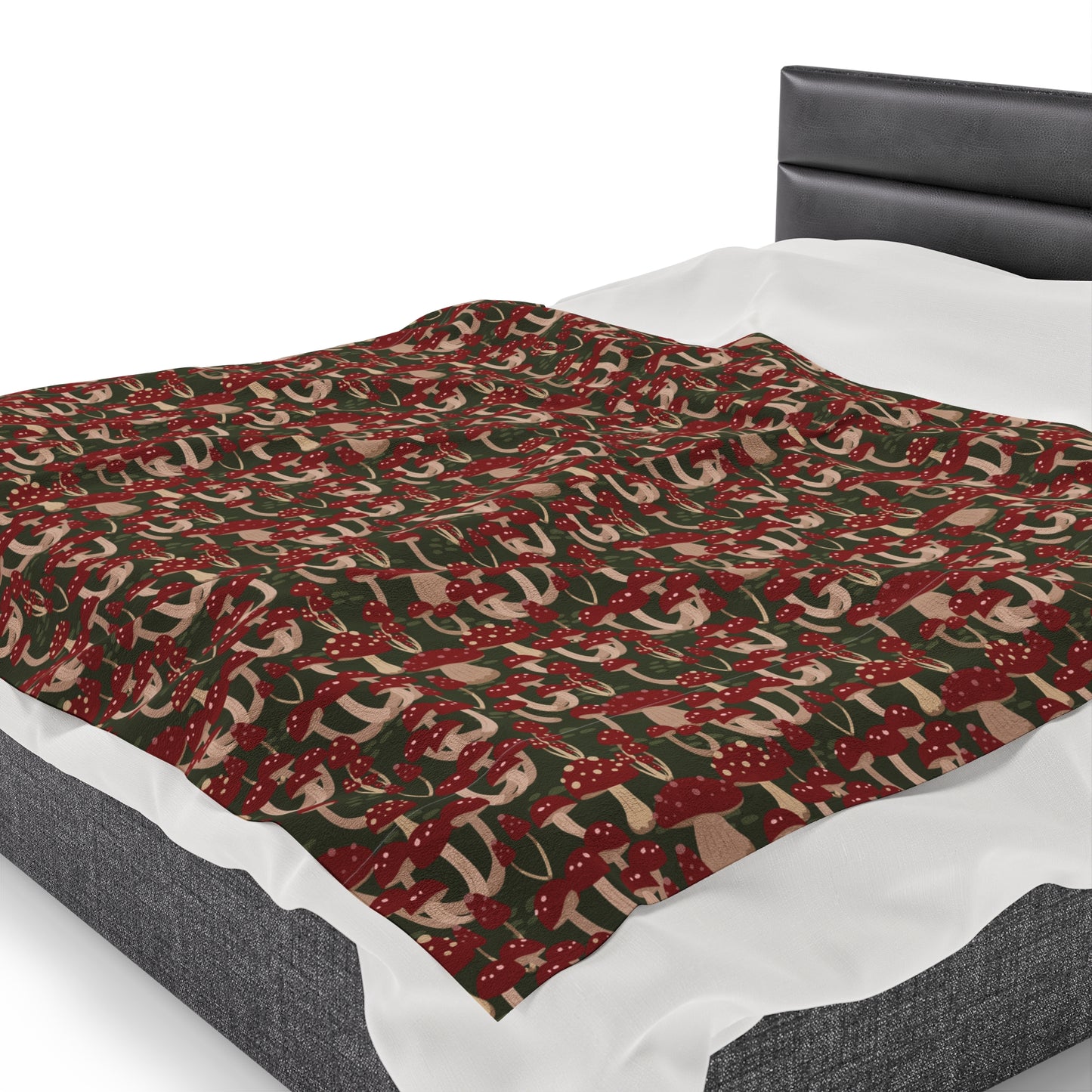 Mushroom Velveteen Plush Blanket | Soft, Whimsical, Luxurious and Comforting | Available in Multiple Sizes