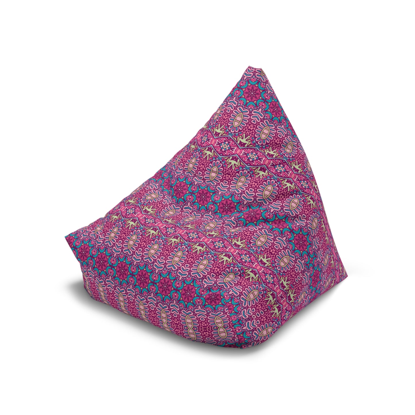 Mandala Bean Bag Chair Cover - Premium Polyester, Secure Zipper, 2 Sizes, Bohemian Design