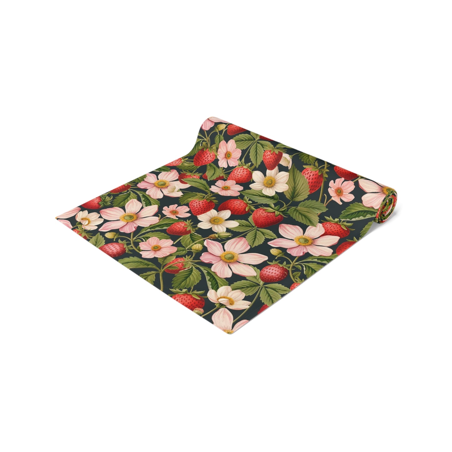 Strawberry Print Table Runner - Sweet Charm, Cotton Twill or Polyester - Perfect for Summer & Whimsical Home Decor