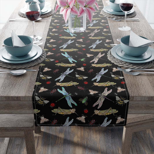 Insect Print Table Runner - Detailed Elegance, Cotton Twill or Polyester - Perfect for Nature Enthusiasts & Scientific Decor