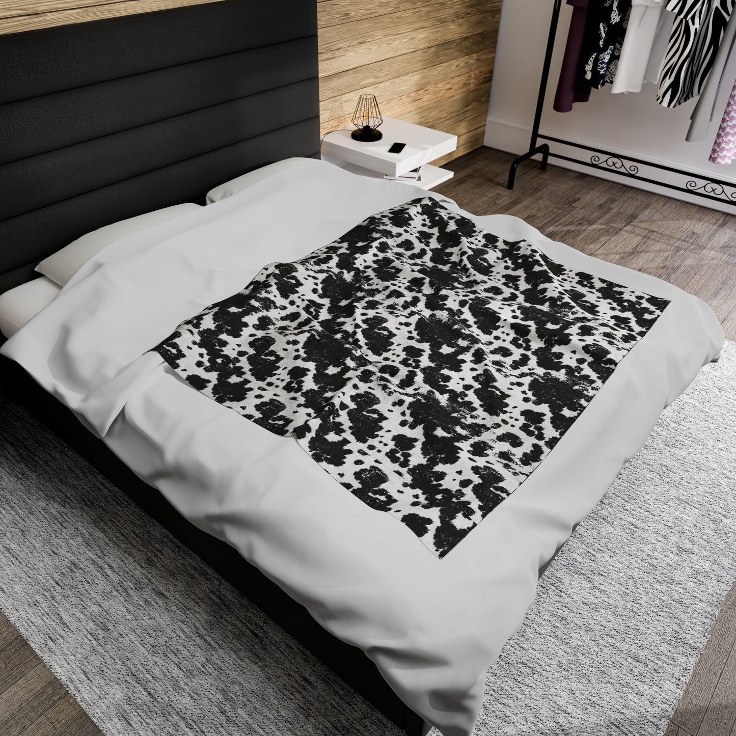 Cowhide Velveteen Plush Blanket | Soft, Rustic, Luxurious and Comforting | Available in Multiple Sizes