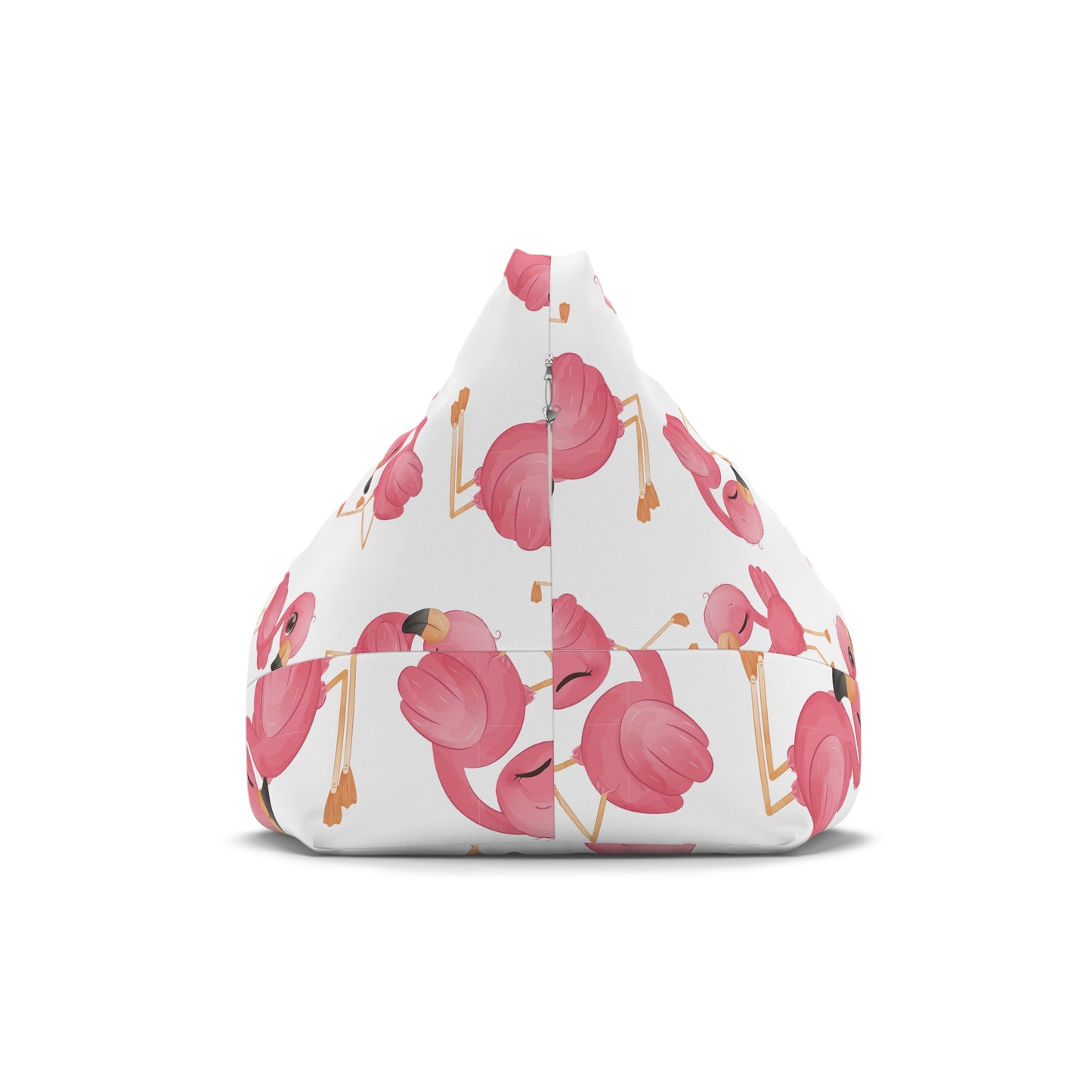 Flamingo Bean Bag Chair Cover - Tropical Elegance Polyester Slipcover with Secure Zip