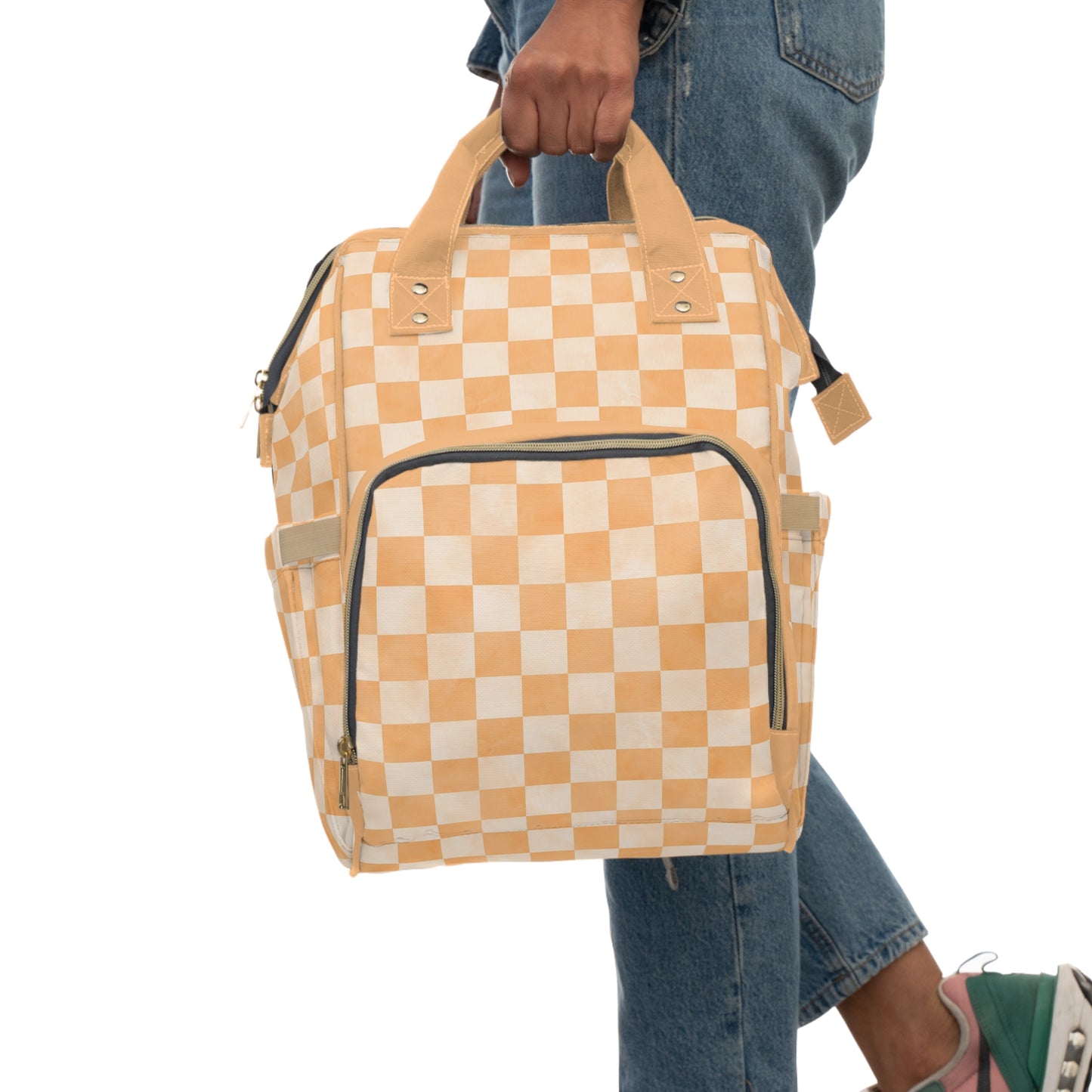 Pastel Checkers Diaper Backpack - Chic & Practical Baby Bag with Checkerboard Patterns, Perfect for Minimalist Parents