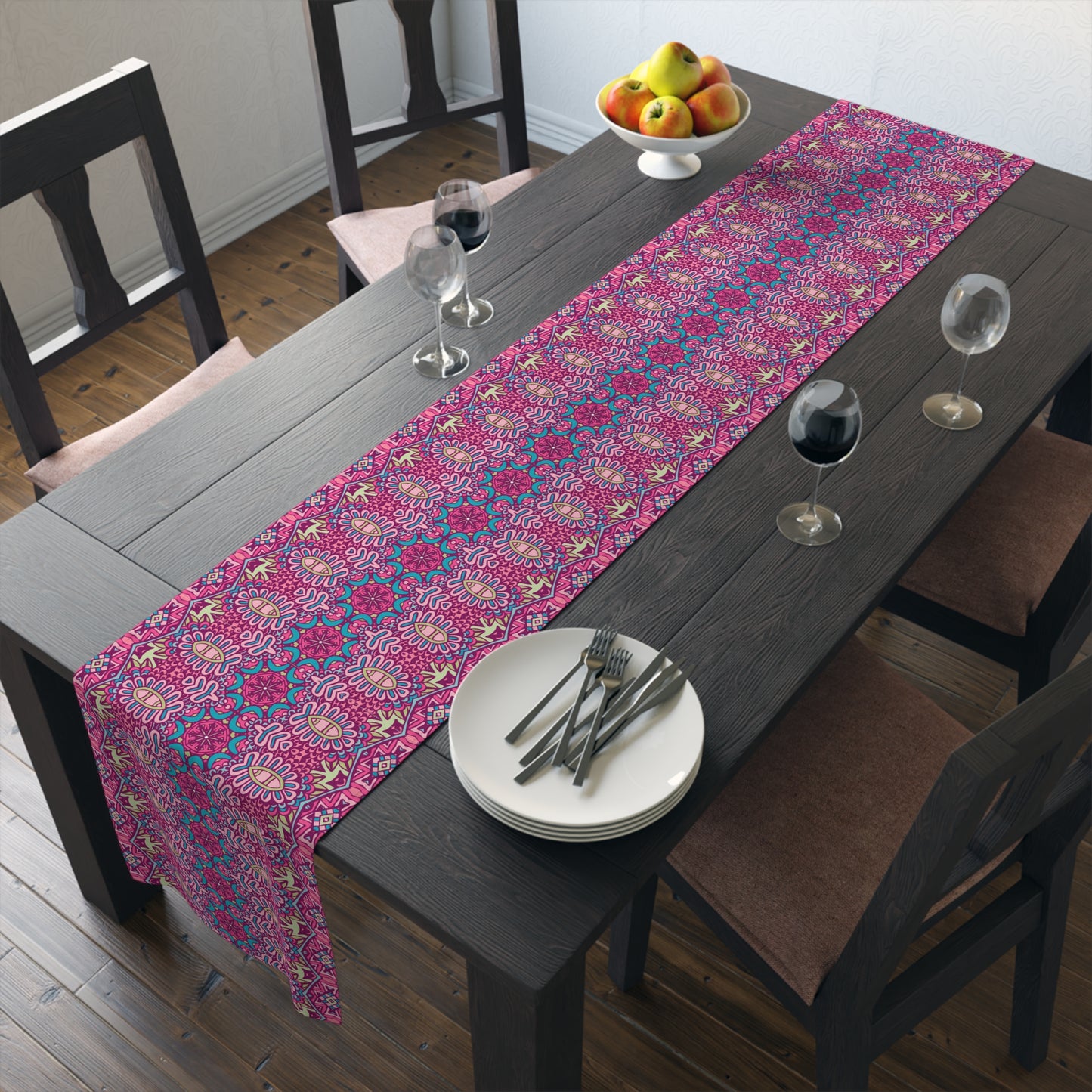 Mandala Print Table Runner - Intricate Patterns, Cotton Twill or Polyester - Ideal for Decorative Home Accents