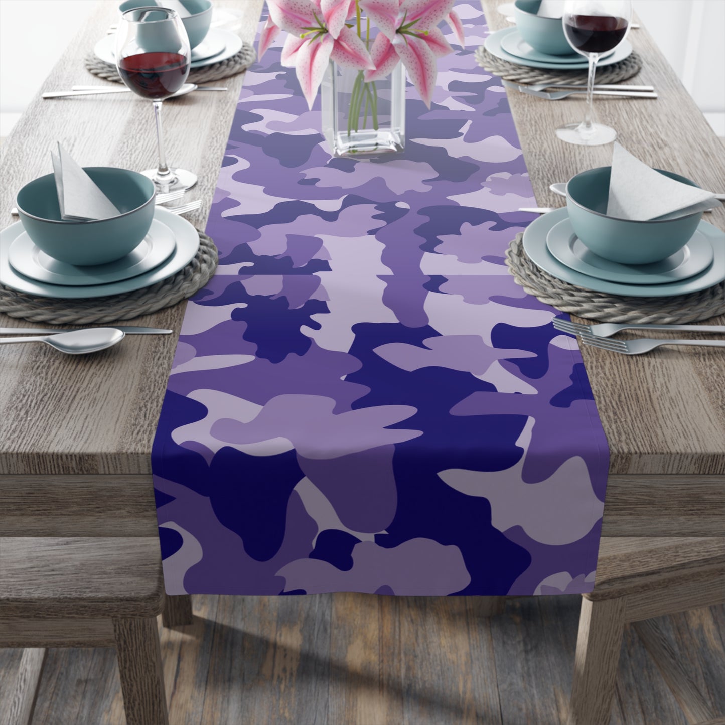 Camouflage Table Runner - Durable Cotton Twill or Polyester - Perfect for Outdoor Enthusiasts & Home Decor