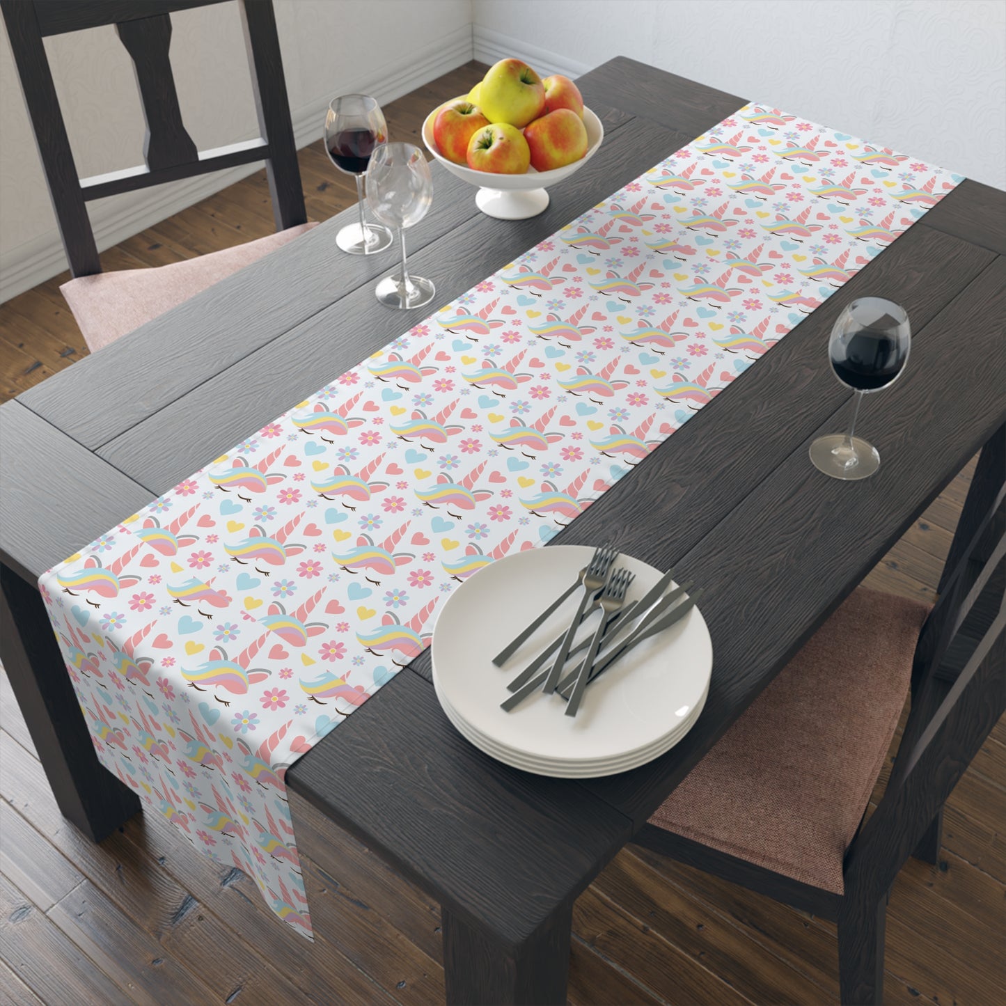 Unicorn Print Table Runner - Magical Elegance, Cotton Twill or Polyester - Perfect for Whimsical & Fantasy Home Decor