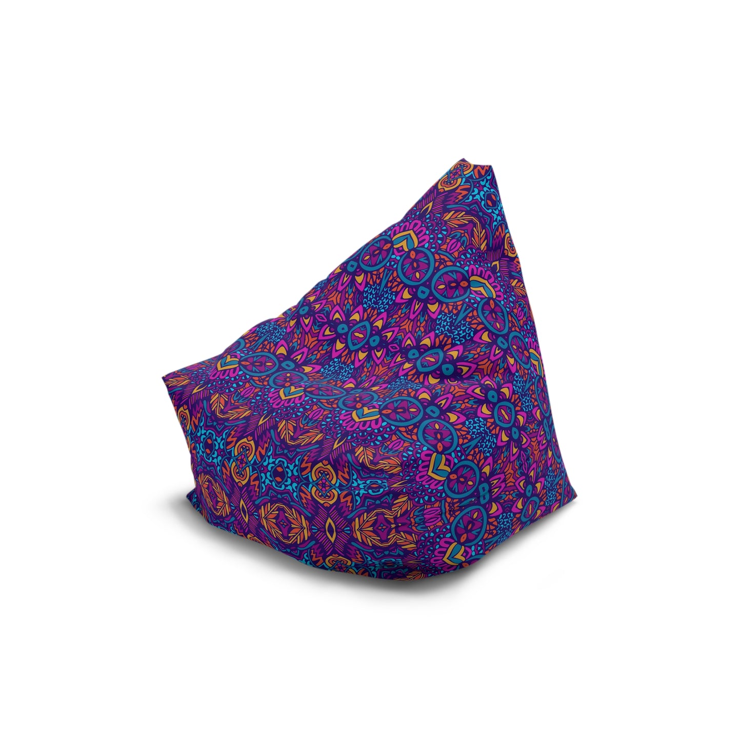 Mandala Bean Bag Chair Cover - Premium Polyester, Secure Zipper, 2 Sizes, Bohemian Design