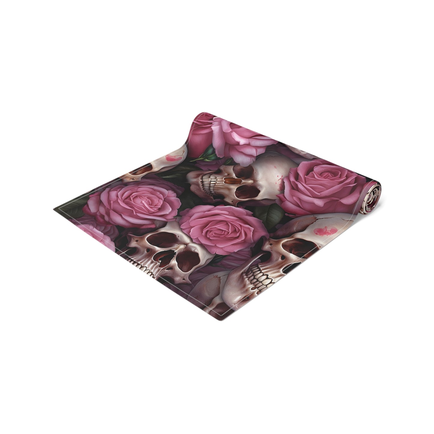 Skull Print Table Runner - Bold Cotton Twill or Sleek Polyester - Ideal for Gothic & Edgy Home Decor