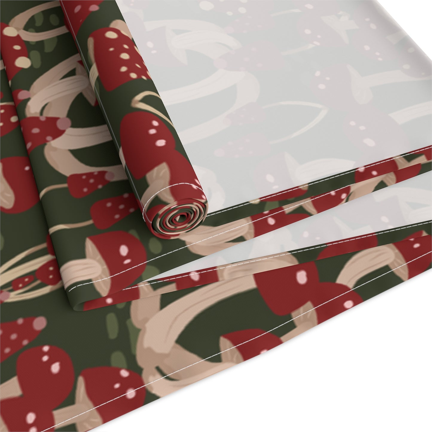 Mushroom Print Table Runner - Nature Vibes in Cotton Twill or Polyester - Perfect for Nature-Inspired Home Decor