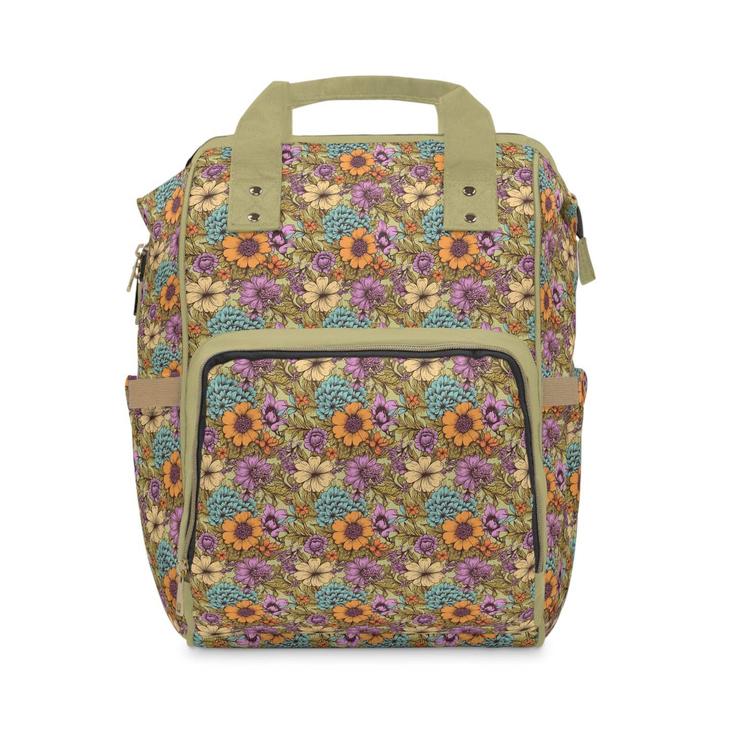 Boho Floral Diaper Backpack - Multifunctional & Spacious Floral Baby Bag for Trendy Parents
