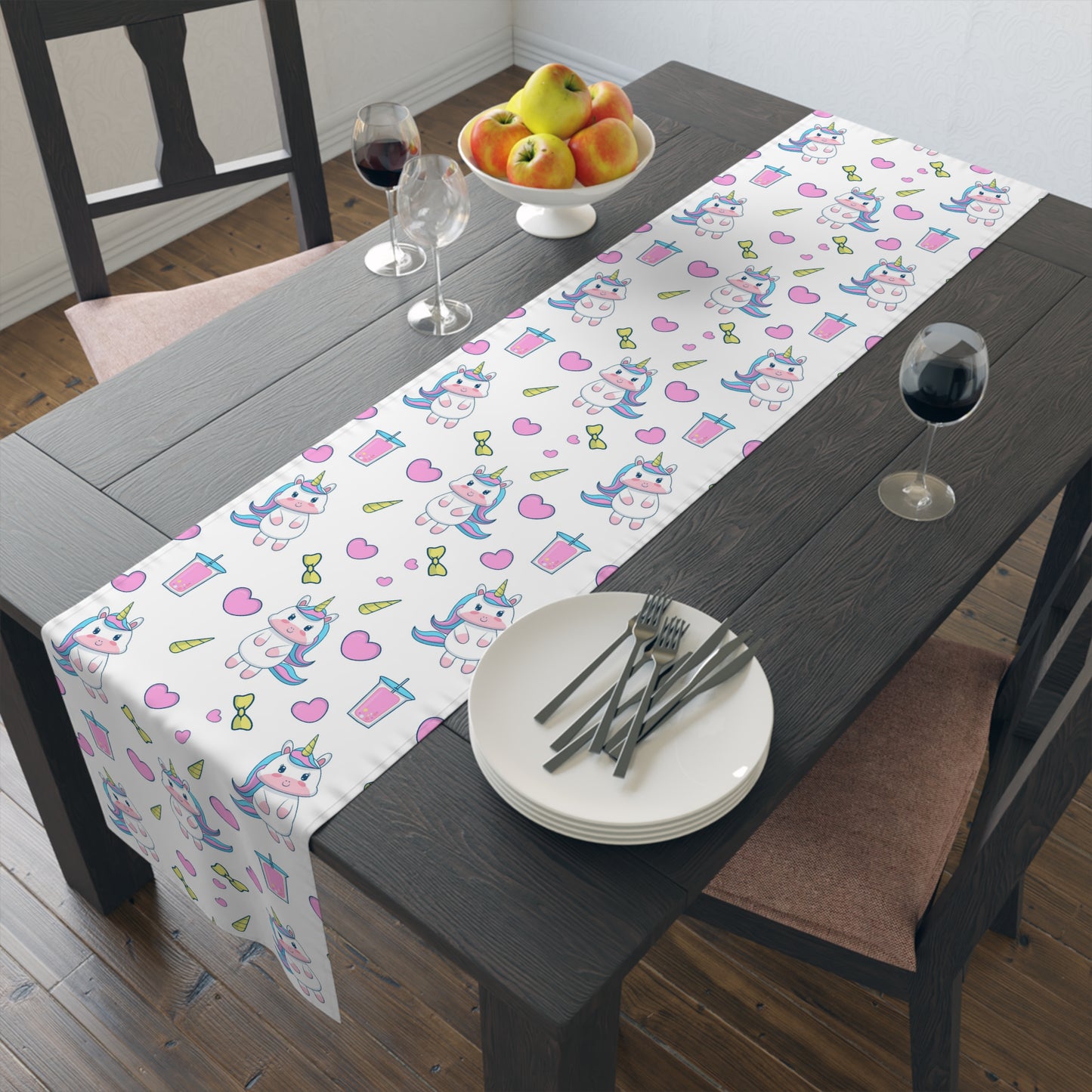 Unicorn Print Table Runner - Magical Elegance, Cotton Twill or Polyester - Perfect for Whimsical & Fantasy Home Decor