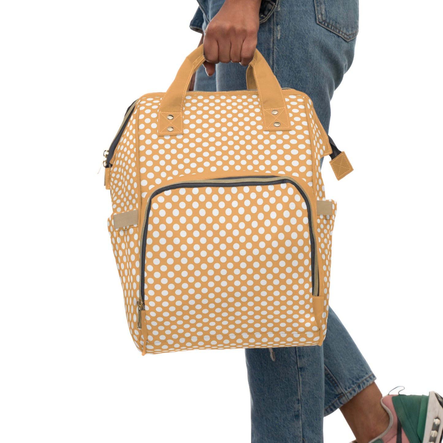 Multifunctional Polka Dot Diaper Backpack - Stylish and Practical Baby Bag for Busy Parents